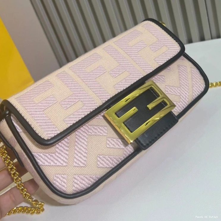 Vintage HOT Bag In Motif Canvas Fendi Mini Baguette FF Cherry 0717